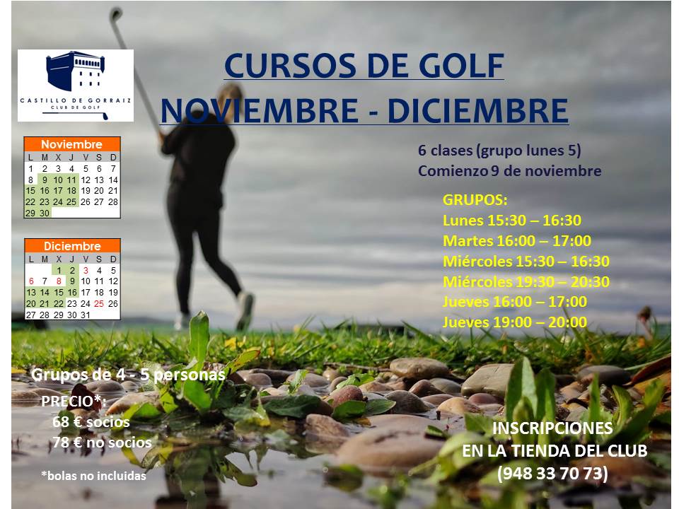 Cursos Golf Adultos Noviembre-Diciembre